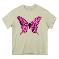 Mossy Floral pink butterfly Heavy Core Tee - NancyCooperArtShop