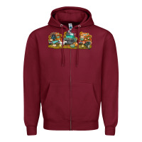 Burgundy thanksgiving trucks bbs Zipper Hoodie - BundleAndBundleShop