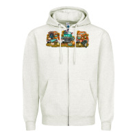 Oatmeal Heather thanksgiving trucks bbs Zipper Hoodie - BundleAndBundleShop