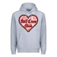 Heather Grey self love club valentine's day Premium Hoodie - RanaPortraitStore
