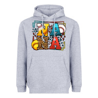 Heather Grey Baseball and Softball nana Heavyweight Hoodie - LillyAllenDesigns