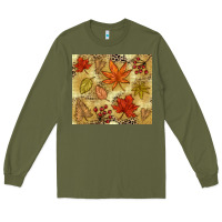 Army Green Fall leaves Long Sleeve Tee - NancyCooperArtShop
