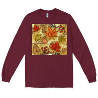 Burgundy Fall leaves Long Sleeve Tee - NancyCooperArtShop