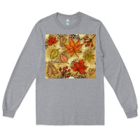 Heather Grey Fall leaves Long Sleeve Tee - NancyCooperArtShop