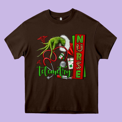 Grinch Hand Telemetry Nurse Heavy Core Tee Designed By Nancycooperartshop