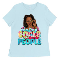 Baby Blue chasing goals not people Ladies Tee - NancyCooperArtShop