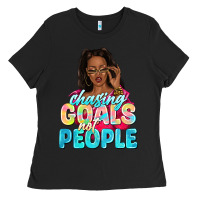 Black chasing goals not people Ladies Tee - NancyCooperArtShop