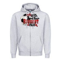 Heather Grey little brother biggest fan soccer Zipper Hoodie - FaDigitalArtStudio