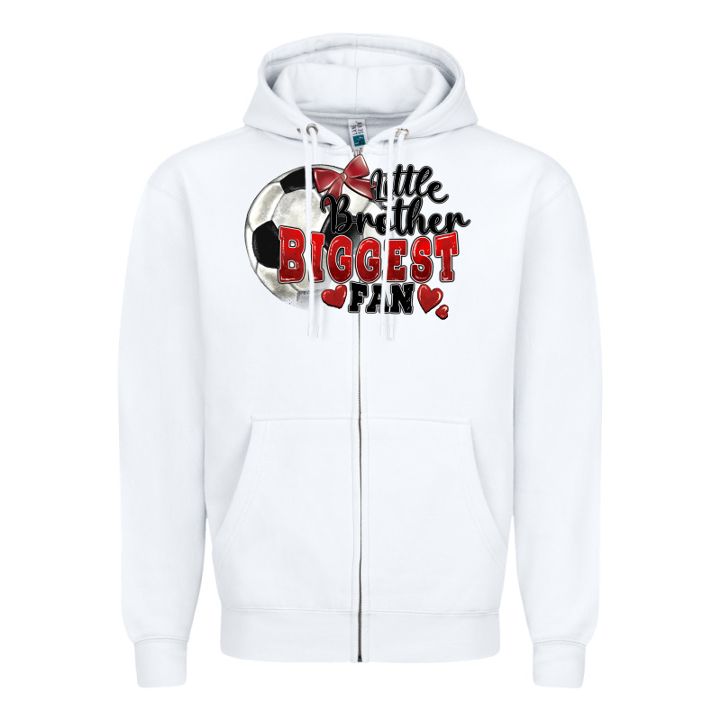 Little Brother Biggest Fan Soccer Zipper Hoodie by FaDigitalArtStudio | Teevron
