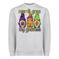 Heather Grey Mardi Gras with my gnomies Heavyweight Sweatshirt - HowdyJamesFarm