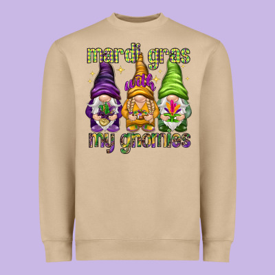 Mardi Gras With My Gnomies Heavyweight Sweatshirt Designed By Howdyjamesfarm