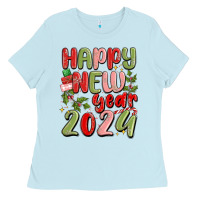 Baby Blue happy new year 2024 Ladies Tee - MaliasSmallBusiness