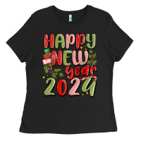 Black happy new year 2024 Ladies Tee - MaliasSmallBusiness