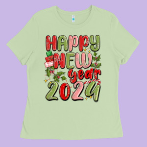 Happy New Year 2024 Ladies Tee Designed By Maliassmallbusiness