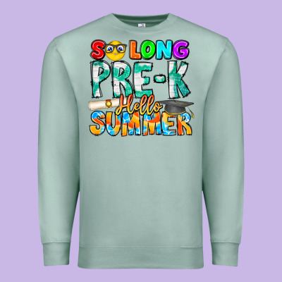 So Long Pre K Hello Summer Premium Sweatshirt Designed By Cowhidedigitalart