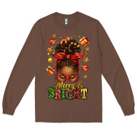 Chestnut merry and bright christmas afro messy bun Long Sleeve Tee - texasbilliewilder