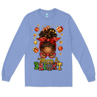Colony Blue merry and bright christmas afro messy bun Long Sleeve Tee - texasbilliewilder