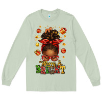 Matcha merry and bright christmas afro messy bun Long Sleeve Tee - texasbilliewilder