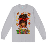 Moon Dust merry and bright christmas afro messy bun Long Sleeve Tee - texasbilliewilder