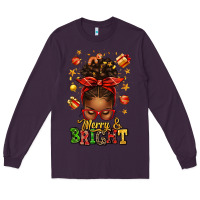 Plum merry and bright christmas afro messy bun Long Sleeve Tee - texasbilliewilder