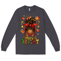 Smoke merry and bright christmas afro messy bun Long Sleeve Tee - texasbilliewilder