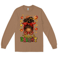 Toasted Coconut merry and bright christmas afro messy bun Long Sleeve Tee - texasbilliewilder