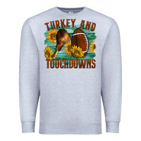 Heather Grey Turkey And Touchdowns Premium Sweatshirt - LillyAllenDesigns