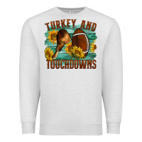 Oatmeal Heather Turkey And Touchdowns Premium Sweatshirt - LillyAllenDesigns