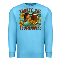 Ocean Blue Turkey And Touchdowns Premium Sweatshirt - LillyAllenDesigns
