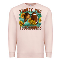 Pale Pink Turkey And Touchdowns Premium Sweatshirt - LillyAllenDesigns