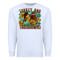 White Turkey And Touchdowns Premium Sweatshirt - LillyAllenDesigns
