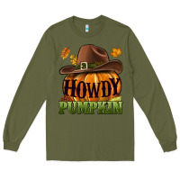 Army Green Howdy pumpkin Long Sleeve Tee - NancyCooperArtShop