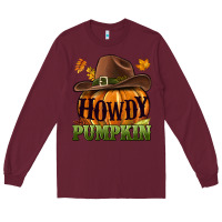 Burgundy Howdy pumpkin Long Sleeve Tee - NancyCooperArtShop