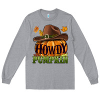 Heather Grey Howdy pumpkin Long Sleeve Tee - NancyCooperArtShop
