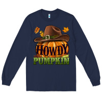 Navy Howdy pumpkin Long Sleeve Tee - NancyCooperArtShop