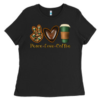Black peace love coffee Ladies Tee - Jasminsmagicworld