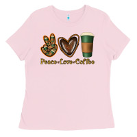 Bubblegum Pink peace love coffee Ladies Tee - Jasminsmagicworld