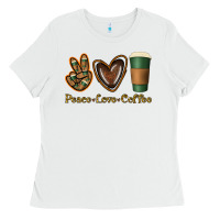 White peace love coffee Ladies Tee - Jasminsmagicworld