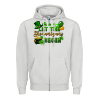 Dove Grey Let the shenanigans begin St. Patricks Day Zipper Hoodie - FaDigitalArtStudio