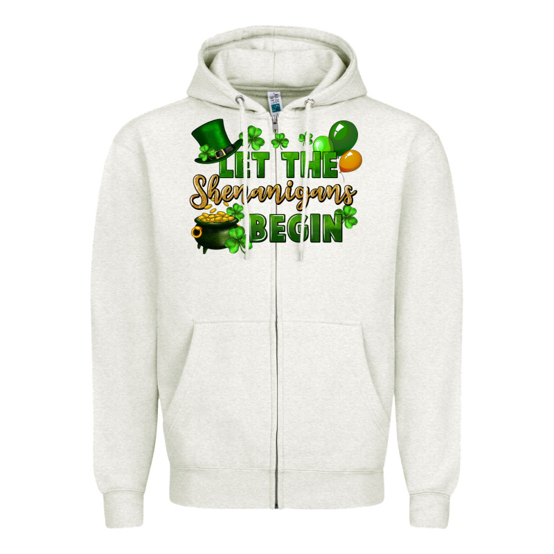 Let The Shenanigans Begin St. Patricks Day Zipper Hoodie by FaDigitalArtStudio | Teevron