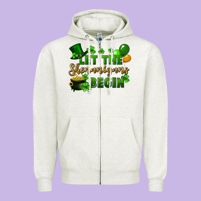 Let The Shenanigans Begin St. Patricks Day Zipper Hoodie Designed By Fadigitalartstudio