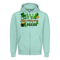 Seafoam Let the shenanigans begin St. Patricks Day Zipper Hoodie - FaDigitalArtStudio