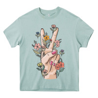 Arona hand peace sign Heavy Core Tee - MaliasSmallBusiness