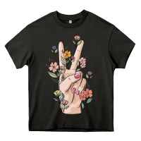 Hand Peace Sign Heavy Core Tee | Teevron