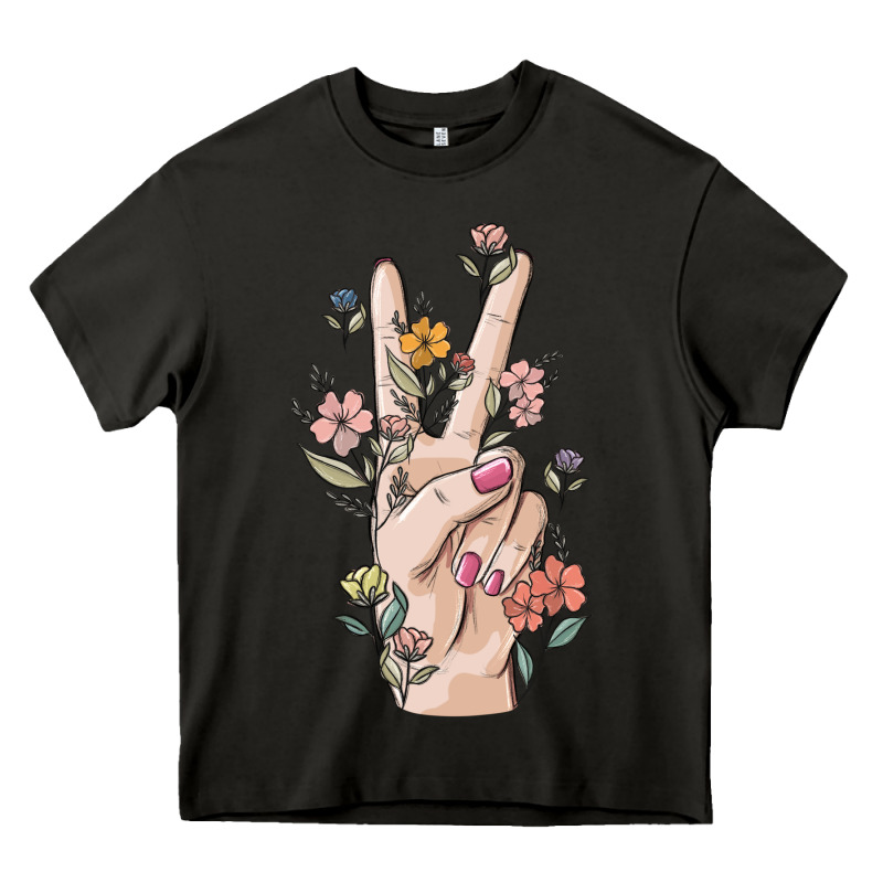 Hand Peace Sign Heavy Core Tee by MaliasSmallBusiness | Teevron