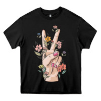 Black hand peace sign Heavy Core Tee - MaliasSmallBusiness