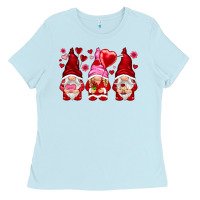 Baby Blue valentines day gnomies with heart balloon Ladies Tee - NancyCooperArtShop