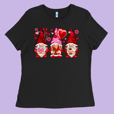 Valentines Day Gnomies With Heart Balloon Ladies Tee Designed By Nancycooperartshop