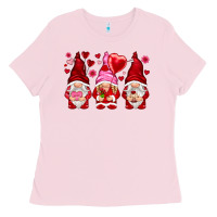 Bubblegum Pink valentines day gnomies with heart balloon Ladies Tee - NancyCooperArtShop