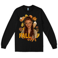 Black Fall vibes afro woman Long Sleeve Tee - NancyCooperArtShop